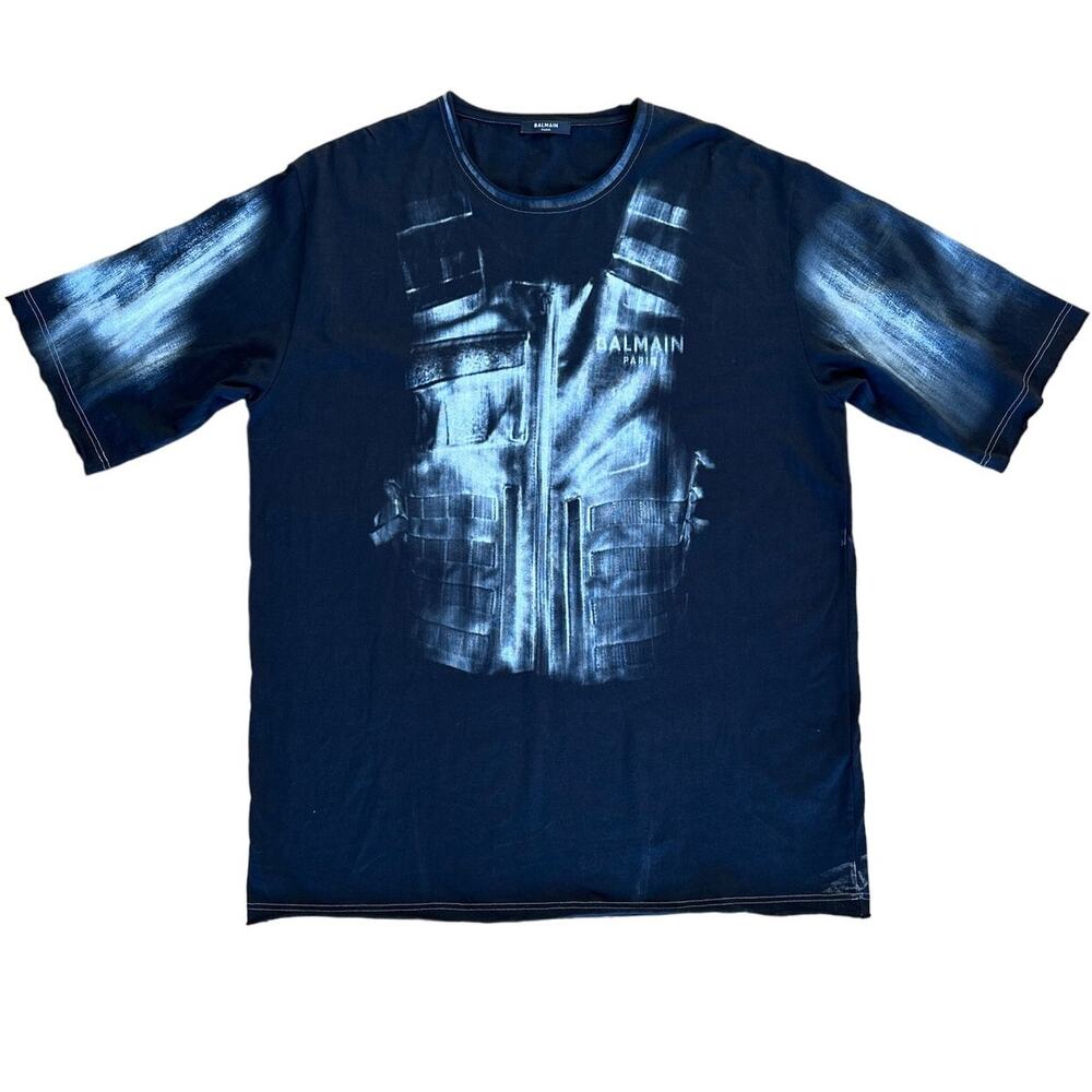 Balmain - Brushed Graffiti Print Tee in Black & White